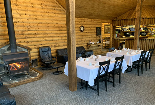 Inside the dining area of Misaw Lake Lodge