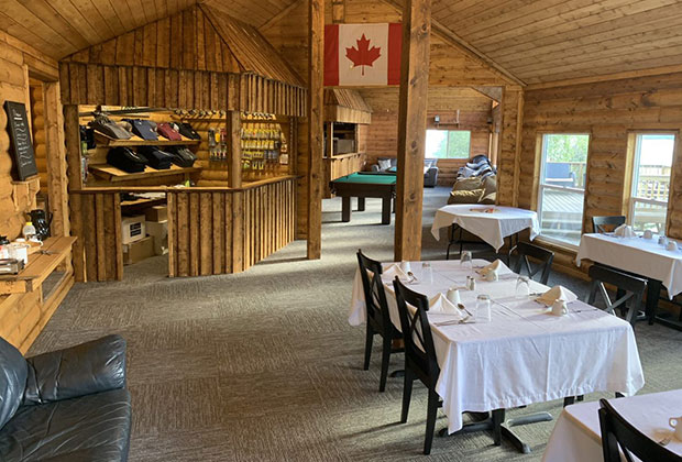 Inside the dining area of Misaw Lake Lodge