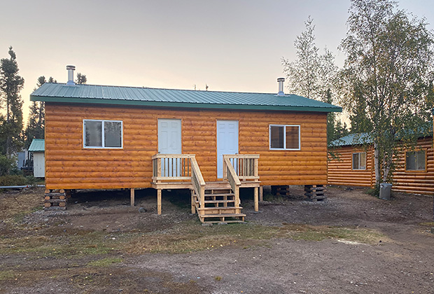 Exterior of the cabins at Misaw Lake Lodge