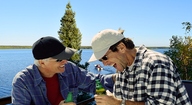 Enjoying an evening beverage on the Misaw Lodge deck