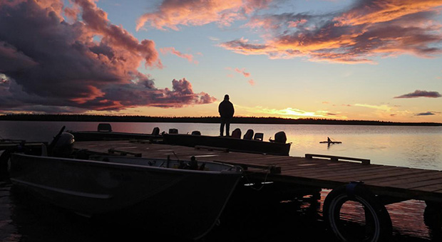 Misaw Lake Lodge dock at sunset