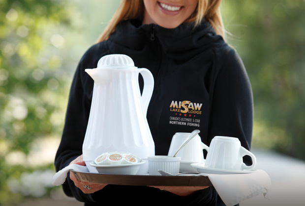 Hostess serving coffee