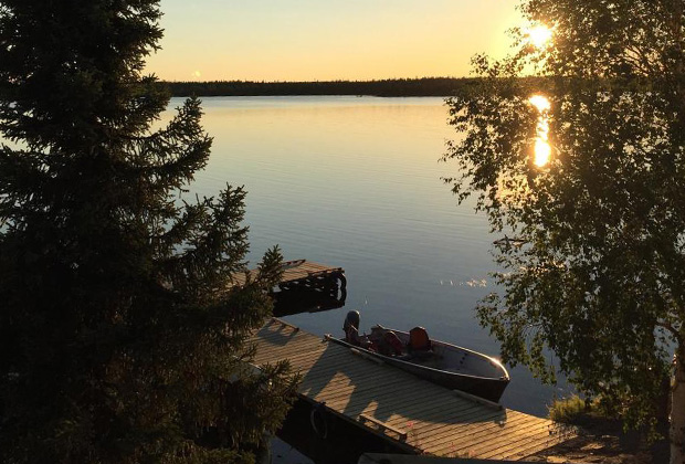 Sunset view from the Misaw Lake Lodge deck